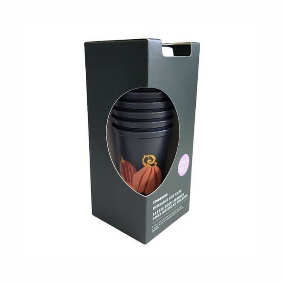 Starbucks - (Set of x6) Halloween Reusable Hot Cups w Glow in the Dark Lids - Picture 5 of 11